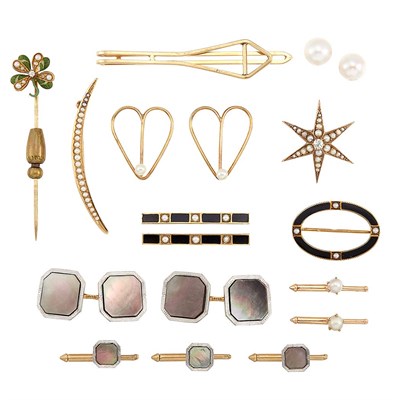 Lot 1388 - Group of Gold, Low Karat Gold and Metal Jewelry and Items