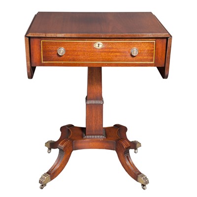 Lot 303 - Regency Style Mahogany Drop-Leaf Side Table...