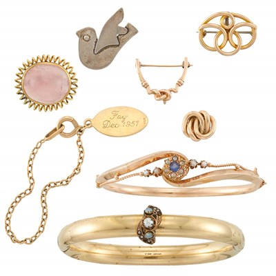 Lot 1433 - Group of Gold, Silver, Gold-Filled and Metal Jewelry