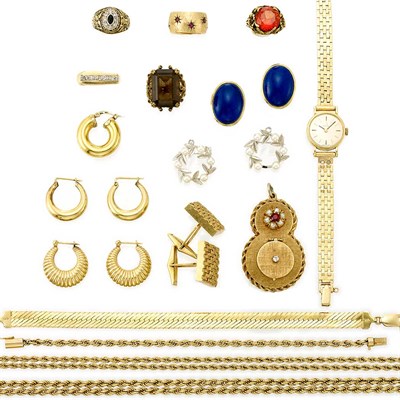 Lot 1398 - Group of Gold and Low Karat Gold Jewelry