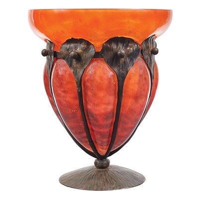 Lot 604 - Schneider Art Deco Wrought Iron and Blow-Out...