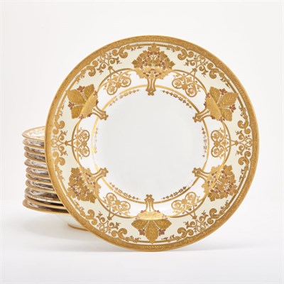 Lot 649 - Set of Twelve Royal Crown Derby Gilt Decorated...
