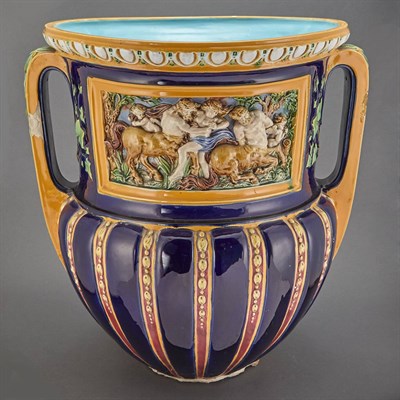 Lot 460 - English Neoclasscal Style Majolica Two-Handled...