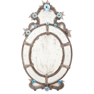 Lot 300 - Venetian Mirror Framed Mirror Of oval form,...