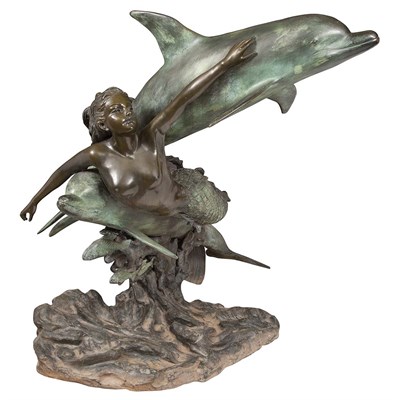 Lot 410 - Patinated-Metal and Enameled Garden Group...