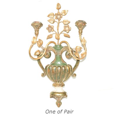 Lot 328 - Pair of Italian Painted and Giltwood Urn-Form...