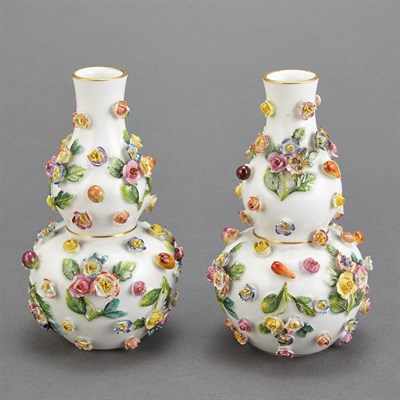 Lot 419 - Pair of Meissen Porcelain Bud Vases Each of...