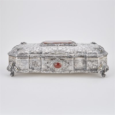 Lot 381 - Italian Silver and Hardstone Casket 20th...