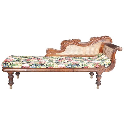 Lot 383 - Anglo Indian Style Caned and Mahogany Chaise...