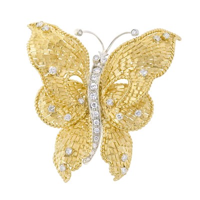 Lot 450 - Gold and Diamond Butterfly Brooch