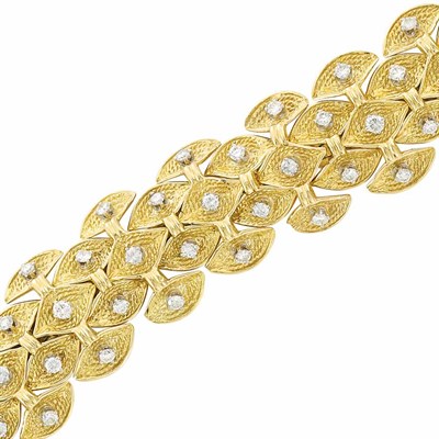 Lot 449 - Gold and Diamond Bracelet