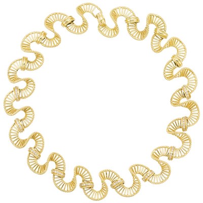 Lot 457 - Gold and Diamond Necklace