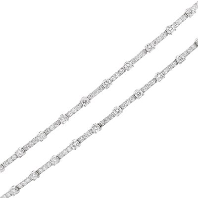 Lot 459 - Pair of Platinum and Diamond Bracelets