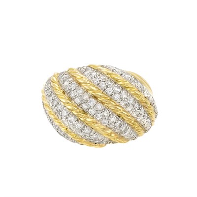 Lot 438 - Gold, Platinum and Diamond Bombe Ring