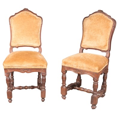 Lot 245 - Set of Six Continental Walnut Chaises a la Reine