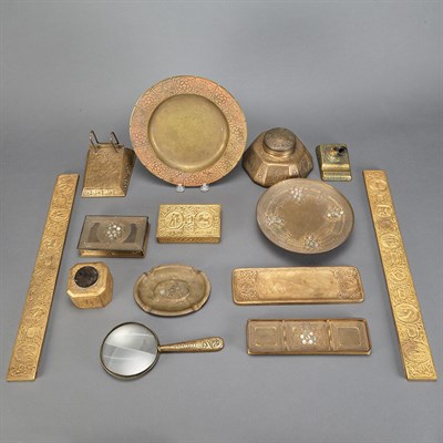 Lot 554 - Group of Tiffany Studios Gilt-Bronze Desk...