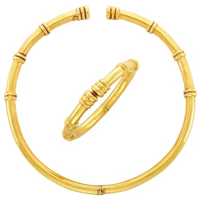 Lot 56 - Gold Choker Necklace and Bangle Bracelet