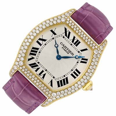 Lot 172 - Lady's Gold and Diamond 'Tortue' Wristwatch, Cartier, Paris, Ref. 2496E