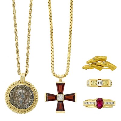 Lot 1369 - Group of Gold and Diamond Jewelry
