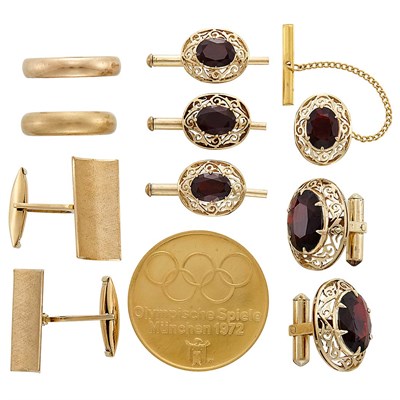 Lot 1366 - Group of Gentleman's Gold, Low Karat Gold, Silver and Metal Jewelry and Items