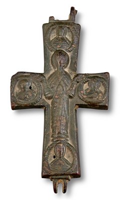 Lot 6 - Byzantine Bronze Cross Depicting Christ in...