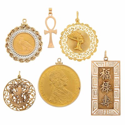 Lot 1357 - Group of Gold Pendants