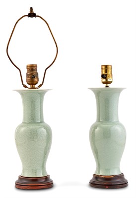 Lot 170 - Pair of Chinese Celadon Porcelain Vases