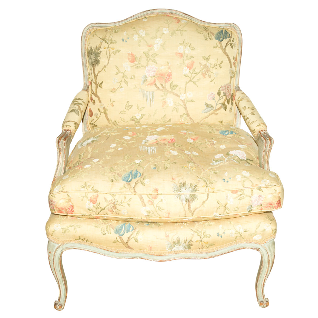 Lot 276 - Louis XV Style Yellow Floral Upholstered...
