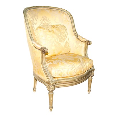 Lot 145 - Louis XVI Style Painted Upholstered Barrel...
