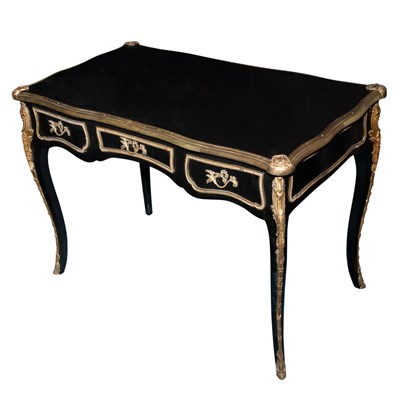 Lot 226 - Louis XV Style Black Painted Gilt-Metal...