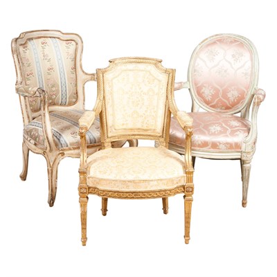 Lot 263 - Two Louis XVI Style Painted Fauteuils;...