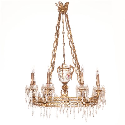 Lot 494 - Empire Style Gilt-Metal and Porcelain...