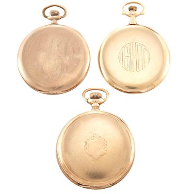 Lot 1463 - Three Gold and Gold-Filled Open Face Pocket Watches