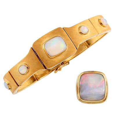 Lot 1312 - Gold and Opal Bracelet and Ring, Burle Marx