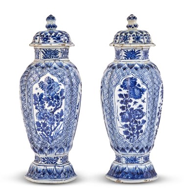 Lot 158 - Pair of Chinese Blue and White Porcelain Covered Vases