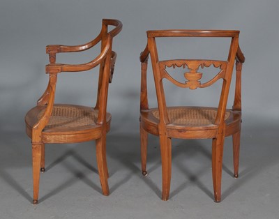 Lot 188 - Set of Four Neoclassical Style Fruitwood Armchairs