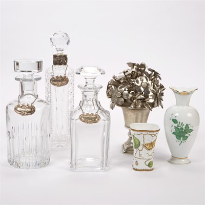 Lot 223 - Two Baccarat Cut Glass Decanters with Sterling...