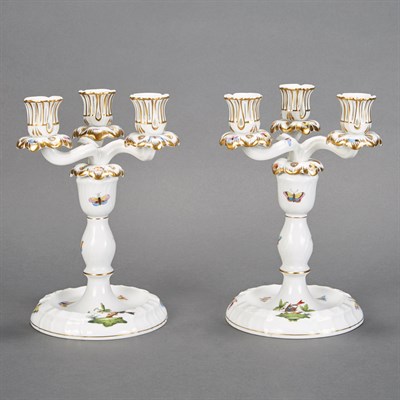 Lot 264 - Pair of Herend Porcelain Three-Light...