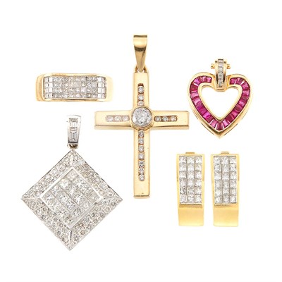 Lot 1405 - Group of White Gold and Yellow Gold Jewelry
