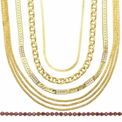 Lot 1451 - Four Gold Necklaces and Bracelet