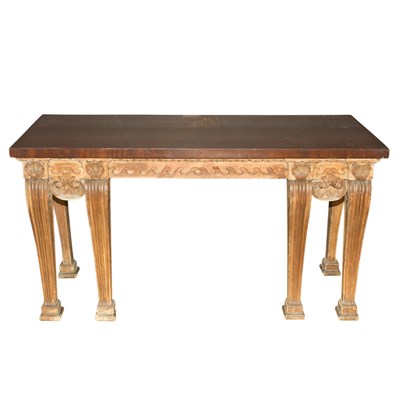 Lot 394 - George II Pine and Mahogany Sideboard Table...