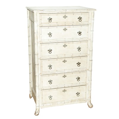 Lot 319 - Painted Faux Bamboo Tall Chest of Drawers...