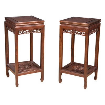 Lot 137 - Pair of Chinese Style Rosewood Stands Height...