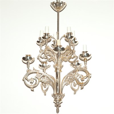 Lot 518 - Art Nouveau Style Silvered Metal Nine-Light...