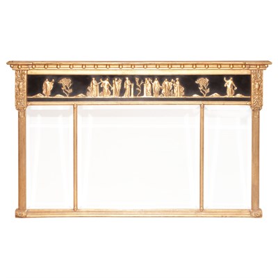 Lot 403 - Regency Style Ebonized and Giltwood Overmantel...