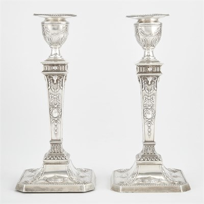 Lot 346 - Pair of English Silver Candlesticks Sheffield,...