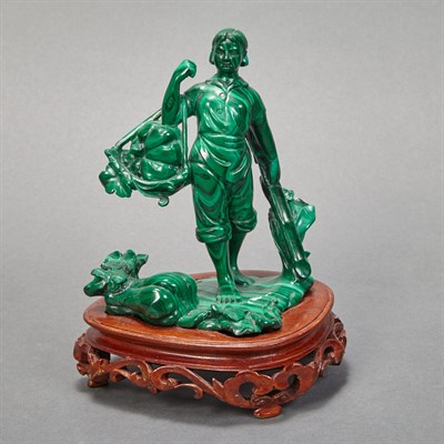 Lot 283 - Chinese Carved Malachite Figure of a Woman...