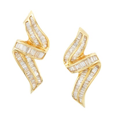 Lot 1022 - Pair of Gold and Diamond Earrings