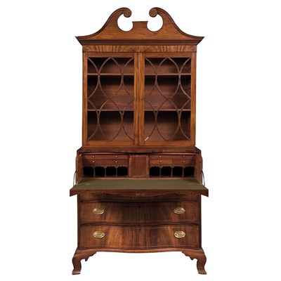 Lot 193 - Federal Inlaid Mahogany Secretary Bookcase...