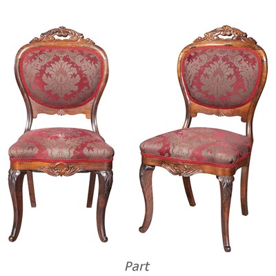 Lot 663 - Set of Six Rococo Revival Carved Rosewood...